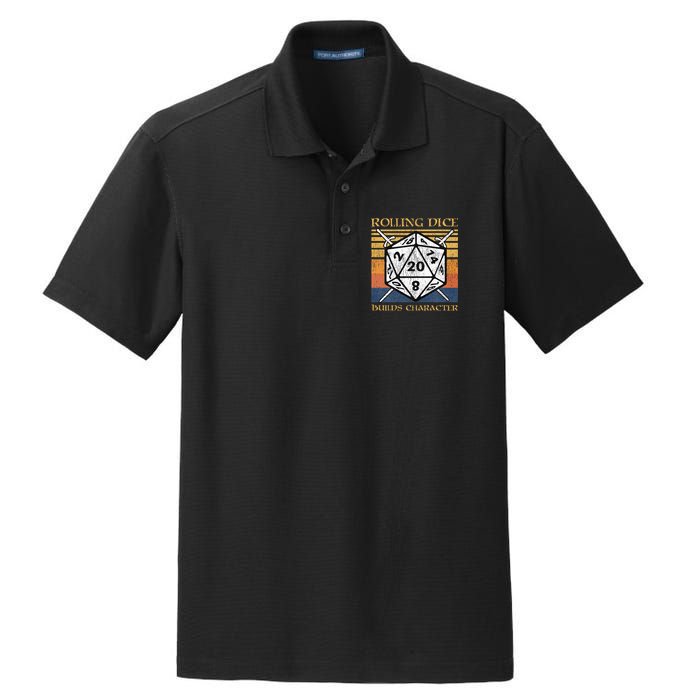Rolling Dice Builds Character Funny Rpg Tabletop Gamer Dry Zone Grid Polo