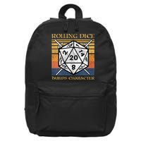 Rolling Dice Builds Character Funny Rpg Tabletop Gamer 16 in Basic Backpack