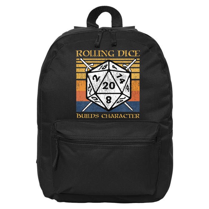 Rolling Dice Builds Character Funny Rpg Tabletop Gamer 16 in Basic Backpack