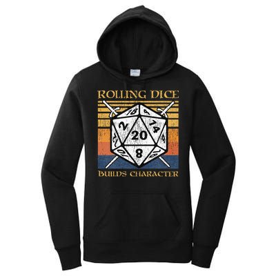 Rolling Dice Builds Character Funny Rpg Tabletop Gamer Women's Pullover Hoodie