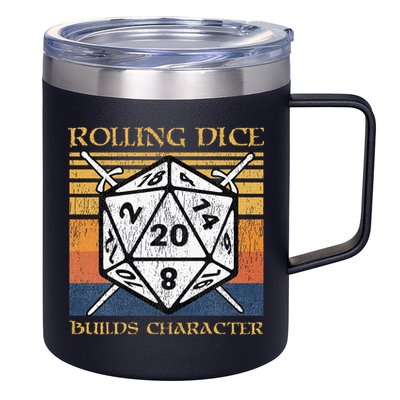 Rolling Dice Builds Character Funny Rpg Tabletop Gamer 12oz Stainless Steel Coffee Mug