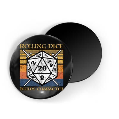 Rolling Dice Builds Character Funny Rpg Tabletop Gamer Magnet
