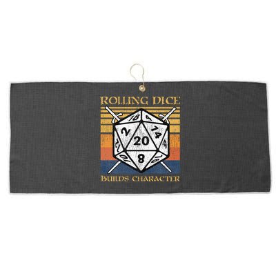 Rolling Dice Builds Character Funny Rpg Tabletop Gamer Large Microfiber Waffle Golf Towel