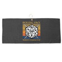 Rolling Dice Builds Character Funny Rpg Tabletop Gamer Large Microfiber Waffle Golf Towel