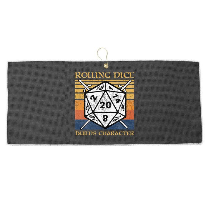 Rolling Dice Builds Character Funny Rpg Tabletop Gamer Large Microfiber Waffle Golf Towel