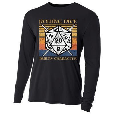 Rolling Dice Builds Character Funny Rpg Tabletop Gamer Cooling Performance Long Sleeve Crew