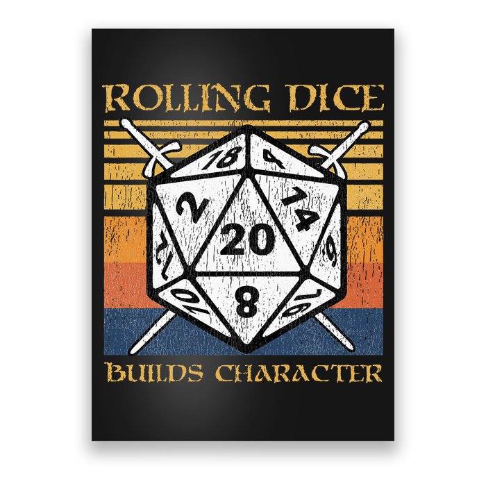 Rolling Dice Builds Character Funny Rpg Tabletop Gamer Poster