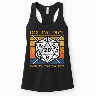 Rolling Dice Builds Character Funny Rpg Tabletop Gamer Womens Tank Top