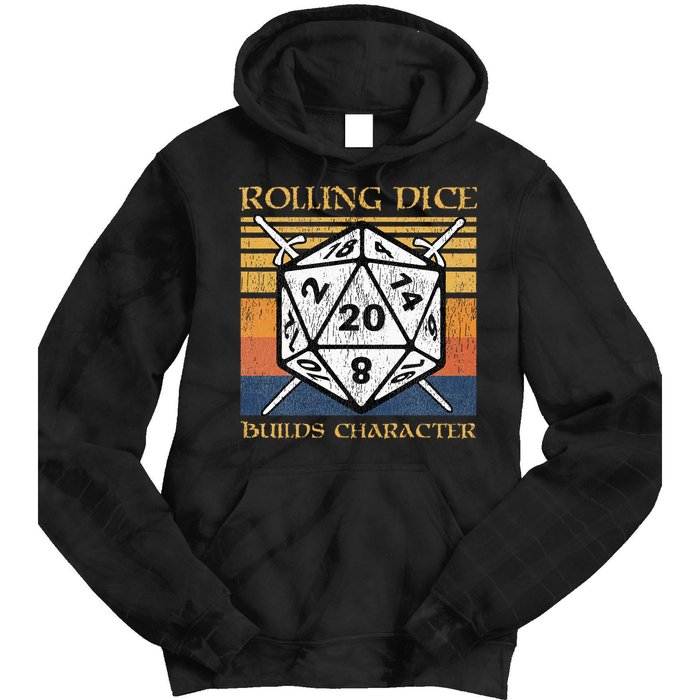Rolling Dice Builds Character Funny Rpg Tabletop Gamer Tie Dye Hoodie