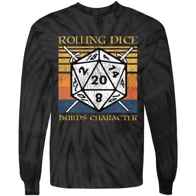 Rolling Dice Builds Character Funny Rpg Tabletop Gamer Tie-Dye Long Sleeve Shirt