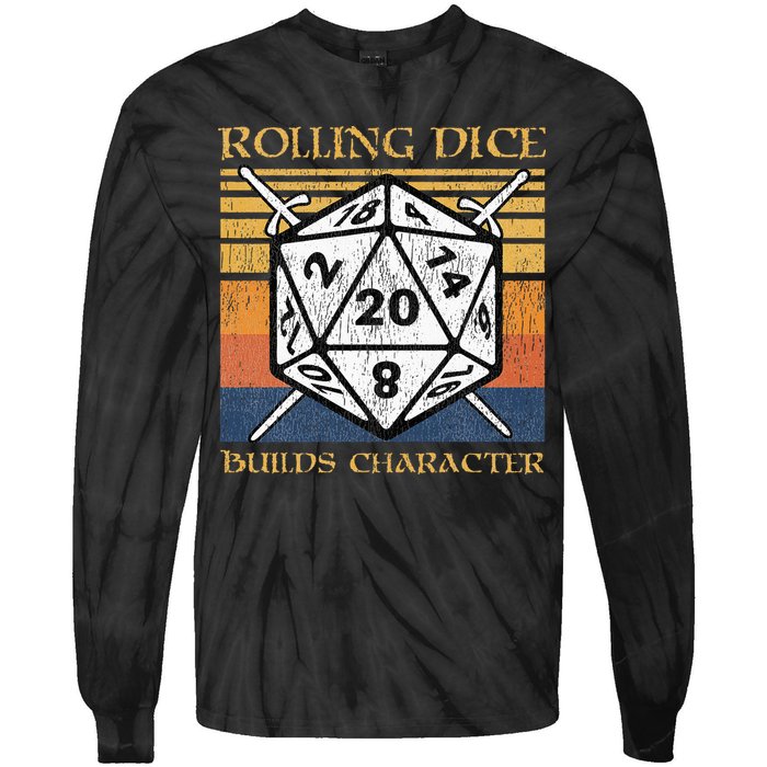 Rolling Dice Builds Character Funny Rpg Tabletop Gamer Tie-Dye Long Sleeve Shirt