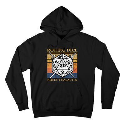 Rolling Dice Builds Character Funny Rpg Tabletop Gamer Tall Hoodie