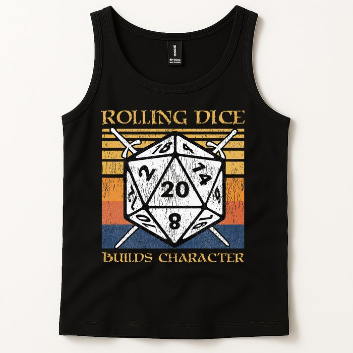 Rolling Dice Builds Character Funny Rpg Tabletop Gamer Tank Top