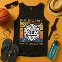 Rolling Dice Builds Character Funny Rpg Tabletop Gamer Tank Top