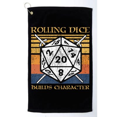 Rolling Dice Builds Character Funny Rpg Tabletop Gamer Golf Towel
