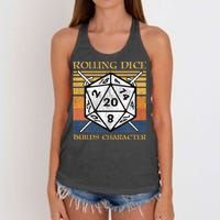 Rolling Dice Builds Character Funny Rpg Tabletop Gamer Women's Knotted Racerback Tank