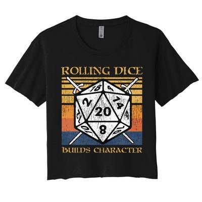 Rolling Dice Builds Character Funny Rpg Tabletop Gamer Crop Top