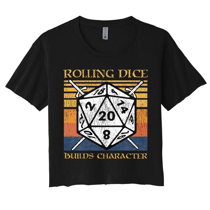 Rolling Dice Builds Character Funny Rpg Tabletop Gamer Crop Top