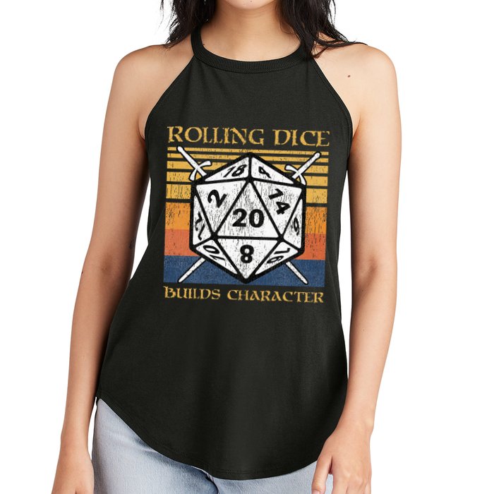 Rolling Dice Builds Character Funny Rpg Tabletop Gamer Women's Perfect Tri Rocker Tank