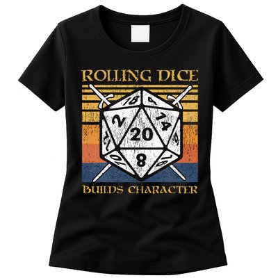 Rolling Dice Builds Character Funny Rpg Tabletop Gamer Womens T-Shirt