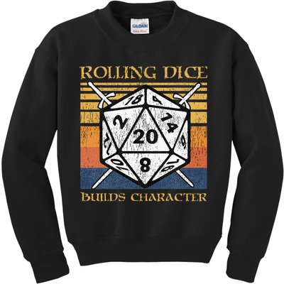 Rolling Dice Builds Character Funny Rpg Tabletop Gamer Kids Sweatshirt