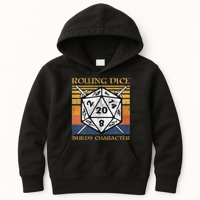 Rolling Dice Builds Character Funny Rpg Tabletop Gamer Kids Hoodie
