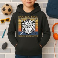 Rolling Dice Builds Character Funny Rpg Tabletop Gamer Kids Hoodie