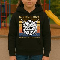 Rolling Dice Builds Character Funny Rpg Tabletop Gamer Kids Hoodie