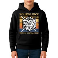 Rolling Dice Builds Character Funny Rpg Tabletop Gamer Kids Hoodie