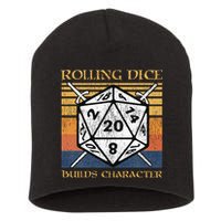 Rolling Dice Builds Character Funny Rpg Tabletop Gamer Short Acrylic Beanie
