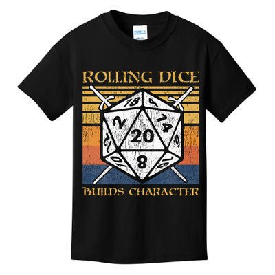 Rolling Dice Builds Character Funny Rpg Tabletop Gamer Kids T-Shirt