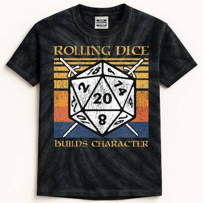Rolling Dice Builds Character Funny Rpg Tabletop Gamer Kids Tie-Dye T-Shirt