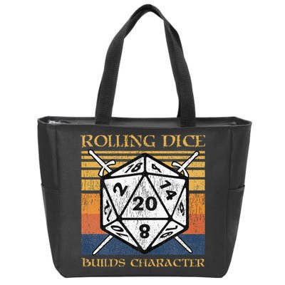 Rolling Dice Builds Character Funny Rpg Tabletop Gamer Zip Tote Bag
