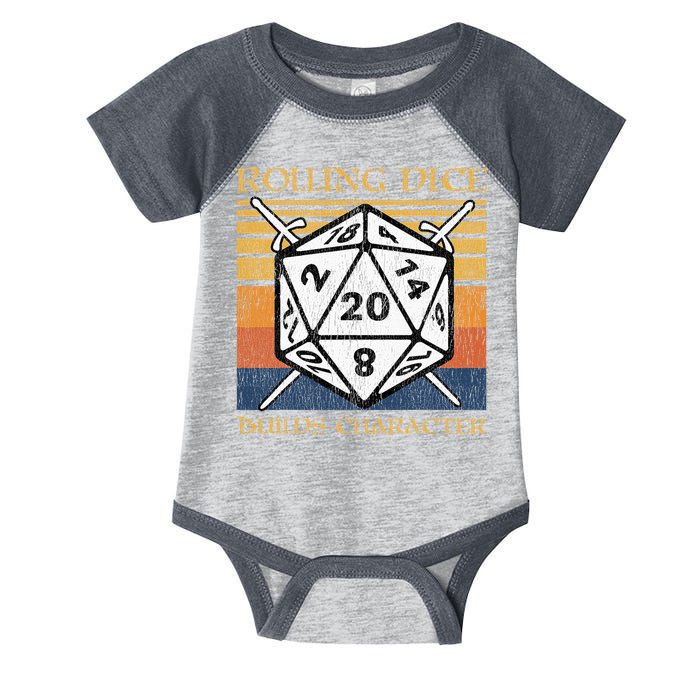 Rolling Dice Builds Character Funny Rpg Tabletop Gamer Infant Baby Jersey Bodysuit