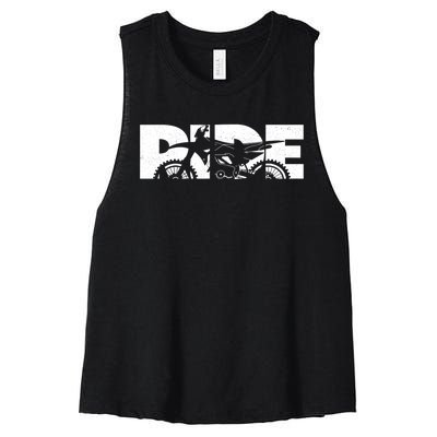 RIDE Dirt Bike Gift Motocross Motocross Dirt Bike Gift Women's Racerback Cropped Tank