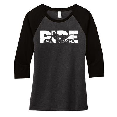 RIDE Dirt Bike Gift Motocross Motocross Dirt Bike Gift Women's Tri-Blend 3/4-Sleeve Raglan Shirt