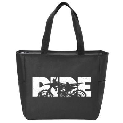 RIDE Dirt Bike Gift Motocross Motocross Dirt Bike Gift Zip Tote Bag