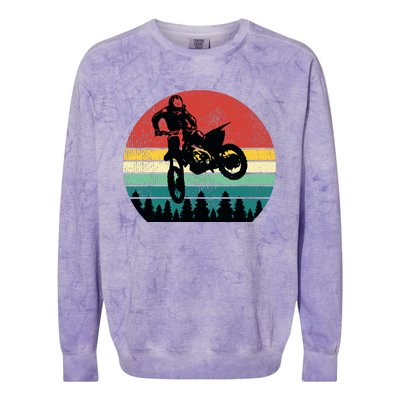 Retro Dirt Bike Motocross Motorcycle Rider Gift Colorblast Crewneck Sweatshirt