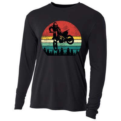 Retro Dirt Bike Motocross Motorcycle Rider Gift Cooling Performance Long Sleeve Crew