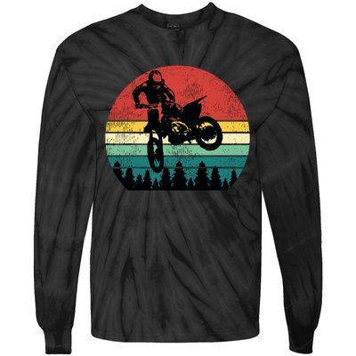 Retro Dirt Bike Motocross Motorcycle Rider Gift Tie-Dye Long Sleeve Shirt