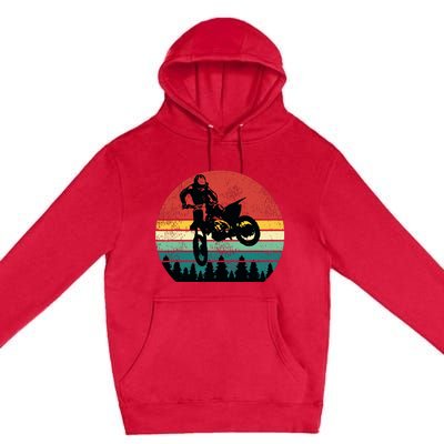 Retro Dirt Bike Motocross Motorcycle Rider Gift Premium Pullover Hoodie