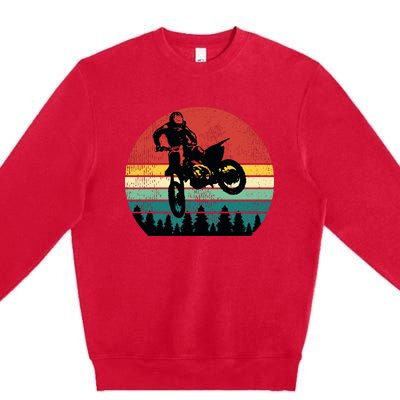 Retro Dirt Bike Motocross Motorcycle Rider Gift Premium Crewneck Sweatshirt