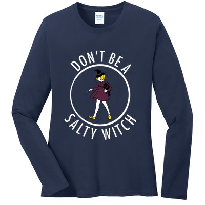 Retro DonT Be A Salty Witch Funny Halloween Girl Ladies Long Sleeve Shirt