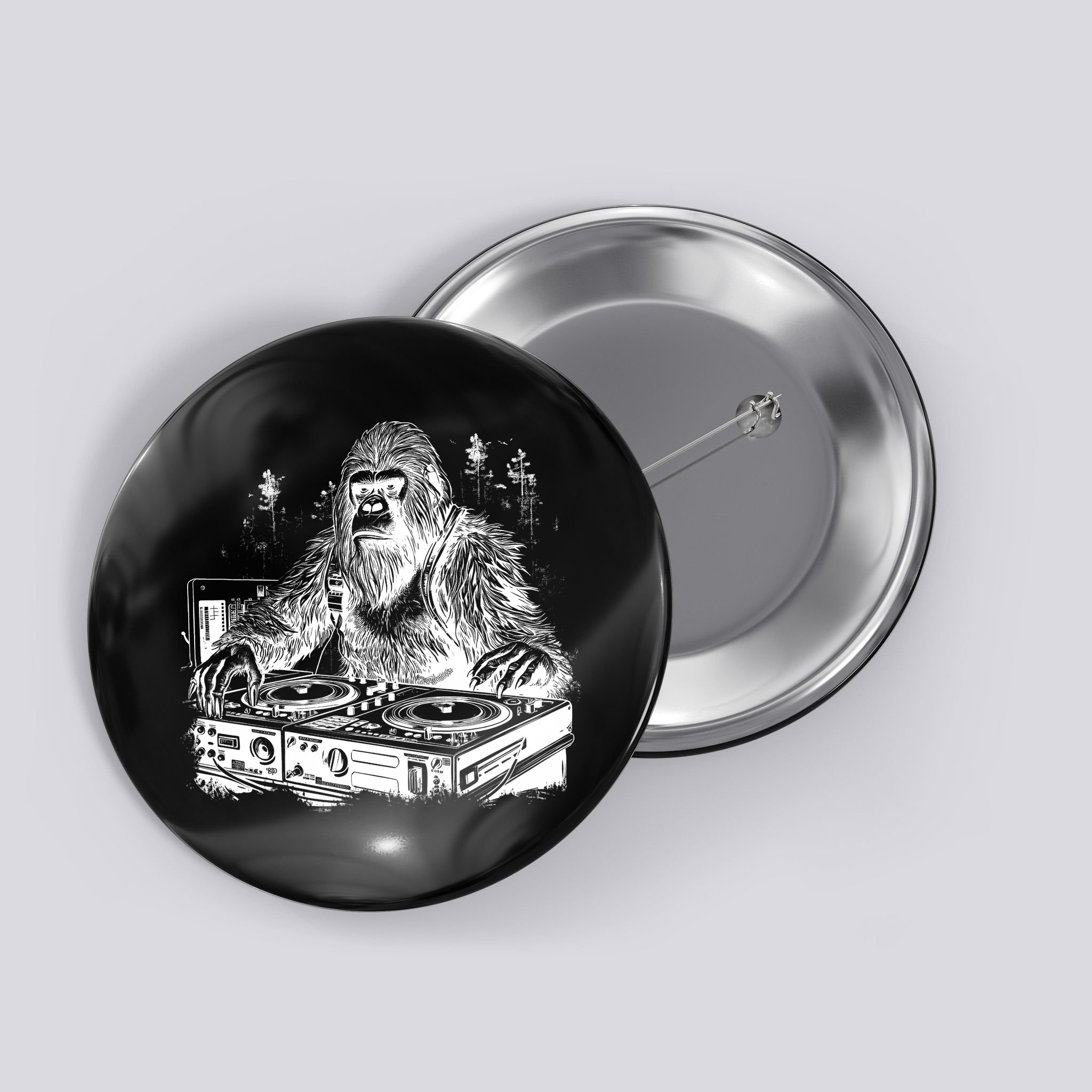 Realistic DJ Bigfoot Button
