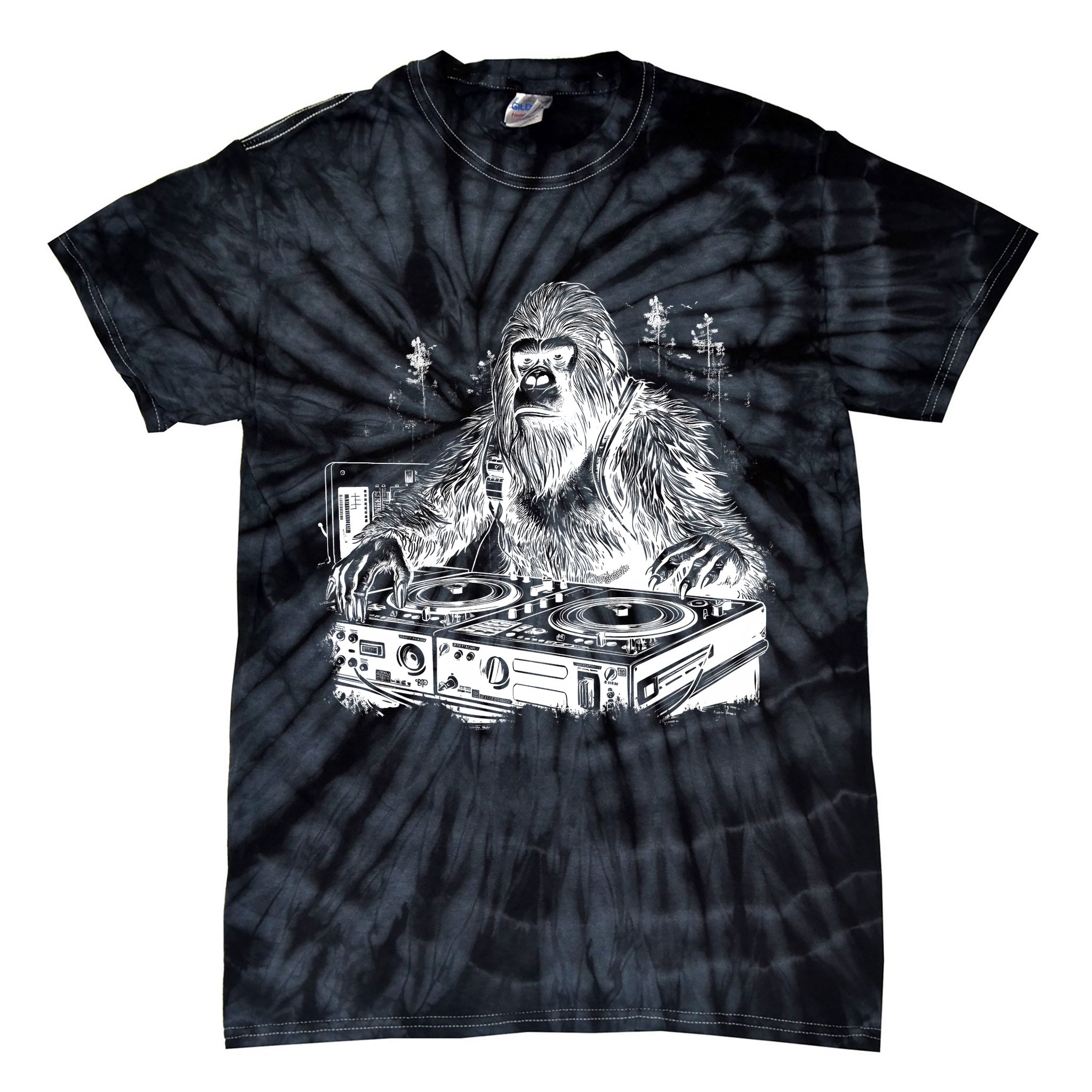 Realistic DJ Bigfoot Tie-Dye T-Shirt