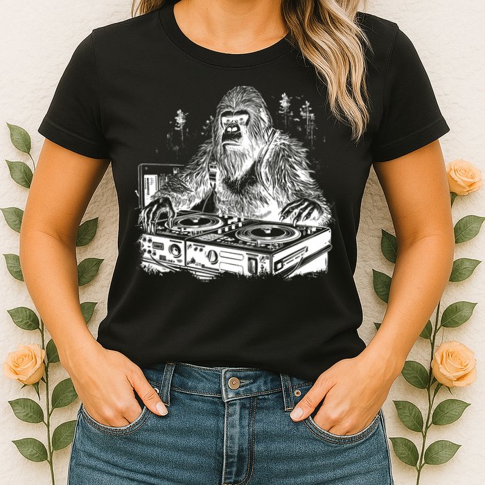 Realistic DJ Bigfoot Womens T-Shirt