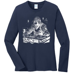 Realistic DJ Bigfoot Ladies Long Sleeve Shirt