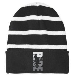 Ride: Dirt Bike Motocross Motorbike Mx Offroad Life Passion Striped Beanie with Solid Band