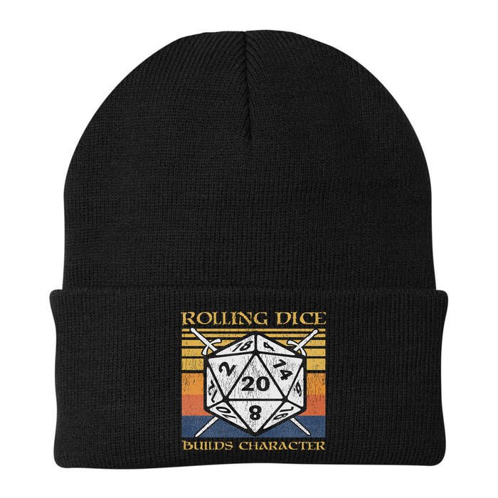 Rolling Dice Builds Character Funny Rpg Tabletop Gamer Knit Cap Winter Beanie