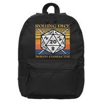 Rolling Dice Builds Character Funny Rpg Tabletop Gamer 16 in Basic Backpack